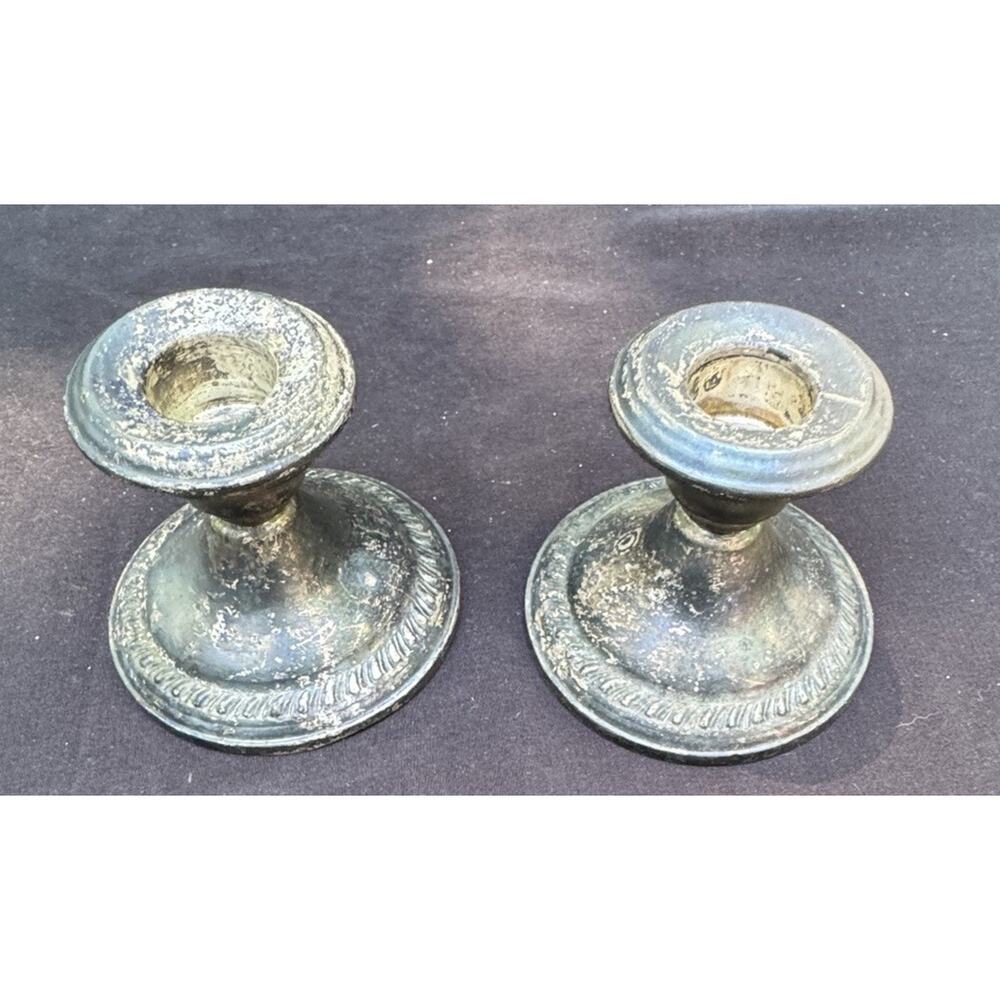 Vintage National Silver CO Sterling Silver Weighted Candle Holders -C3